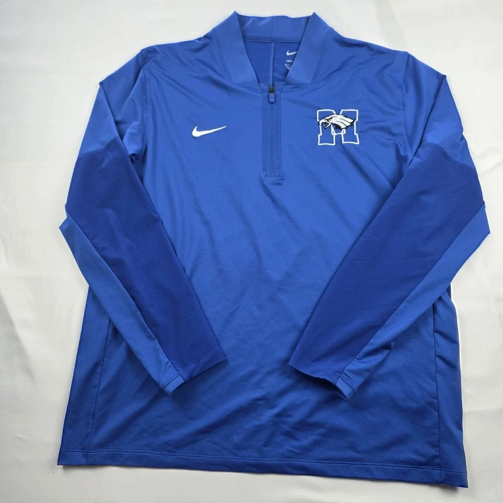 Eagles M Logo Quarter Zip Shirt Mens XL Blue Nike Dri Fit Long Sleeve Training